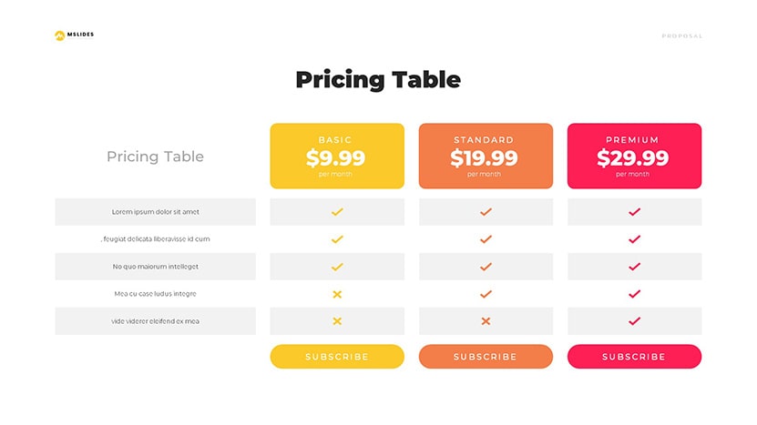 Pricing Table Template slide 01