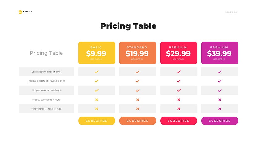 Pricing Table Template slide 02