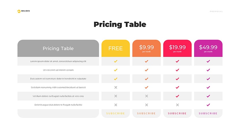 Pricing Table Template slide 05