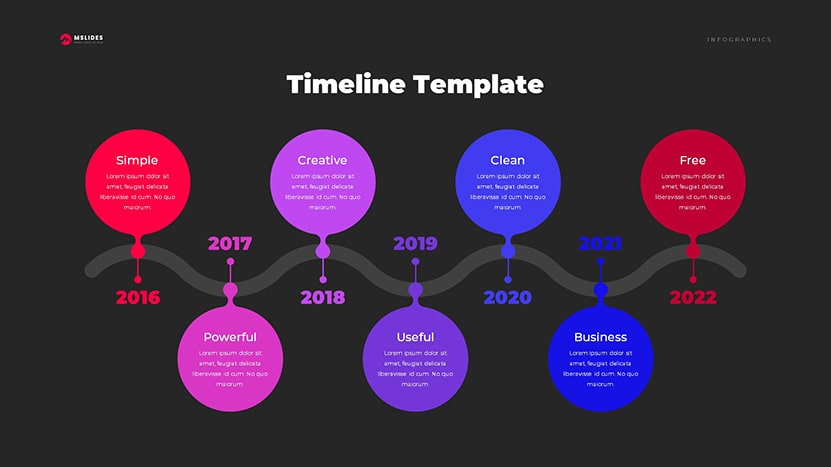Timeline Templates Google Slides and PowerPoint Free Download dark slide 13