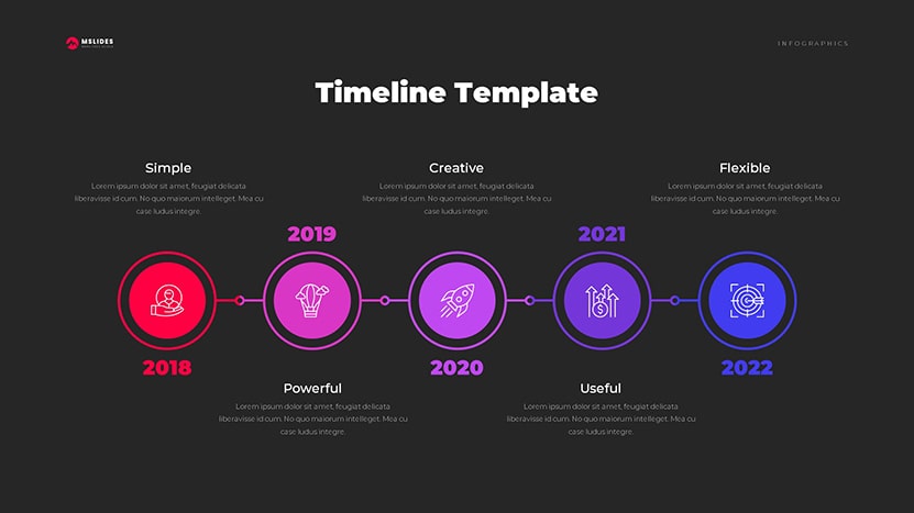 Timeline Templates Google Slides and PowerPoint Free Download dark slide 15