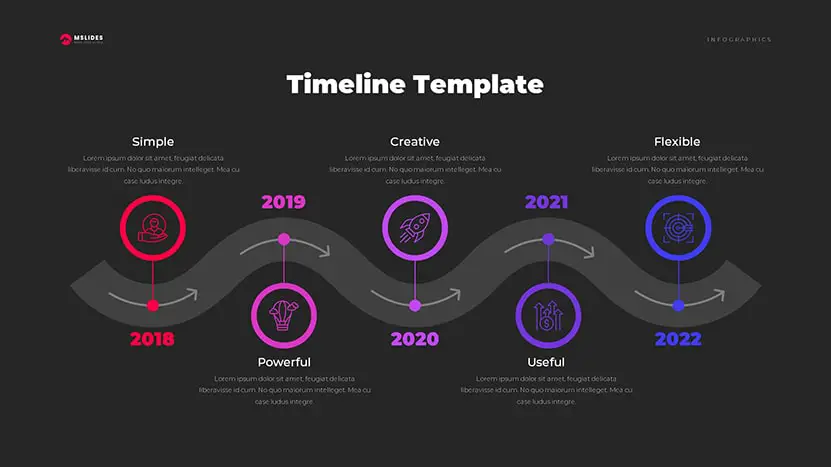 Timeline Templates Google Slides and PowerPoint Free Download dark slide 17