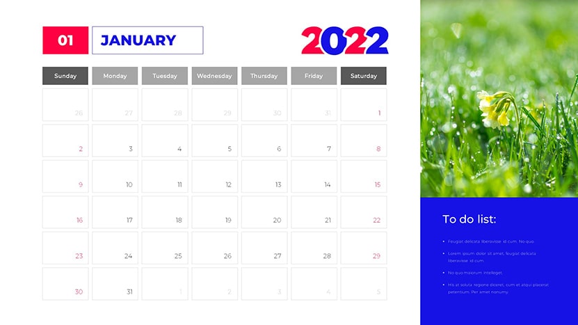 2022 powerpoint and google slides calendar template slide 01