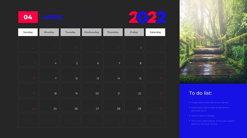 2022 powerpoint and google slides calendar template dark slide 04