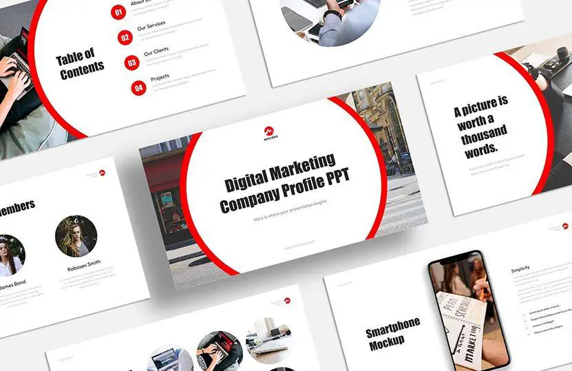 Digital Marketing Company Profile PPT Template and Google Slides Theme - cover