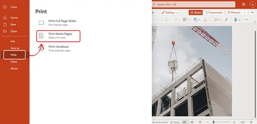 How to print a powerpoint with notes - screenshot 07