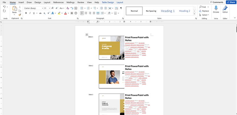 Handouts in Microsoft Word