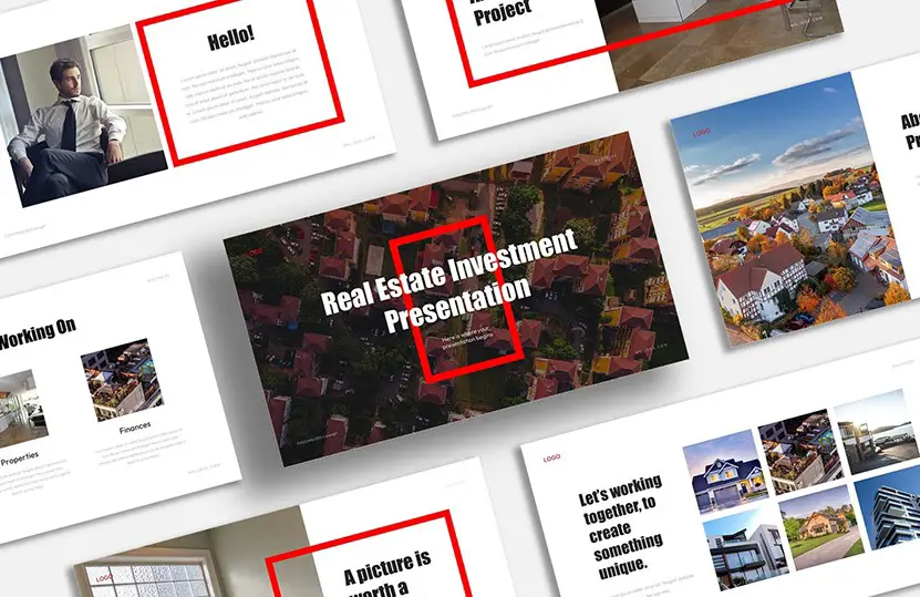 This is the cover image of the Real Estate Investment Presentation Template for Google Slides & PowerPoint.
