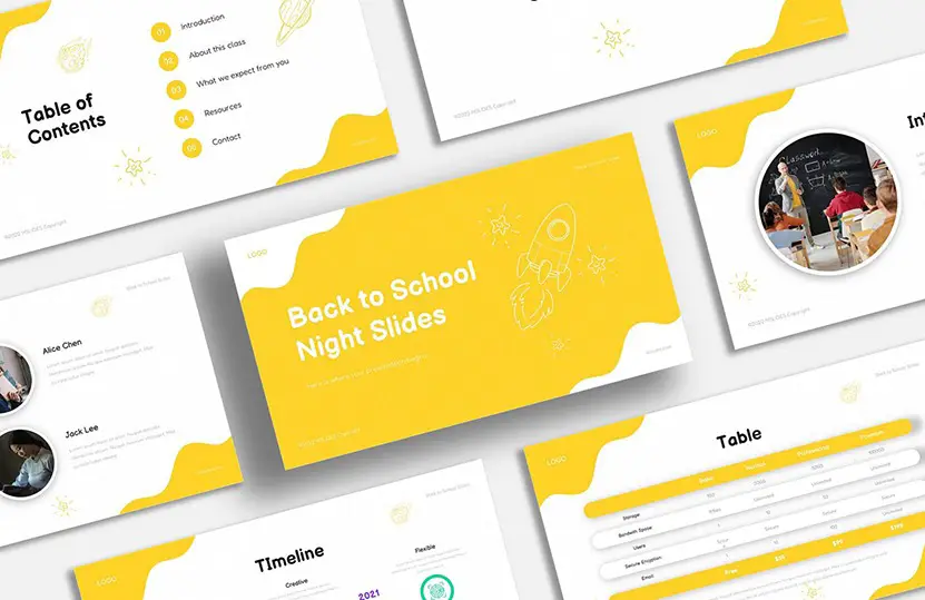 This is the cover image of the Back to School Night Presentation Template for Google Slides & PowerPoint.