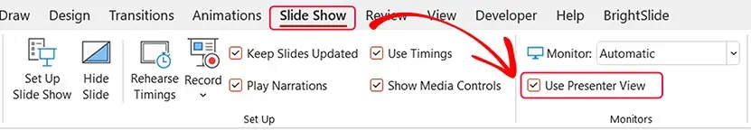 Screenshot 06 - select the option Use Presenter View