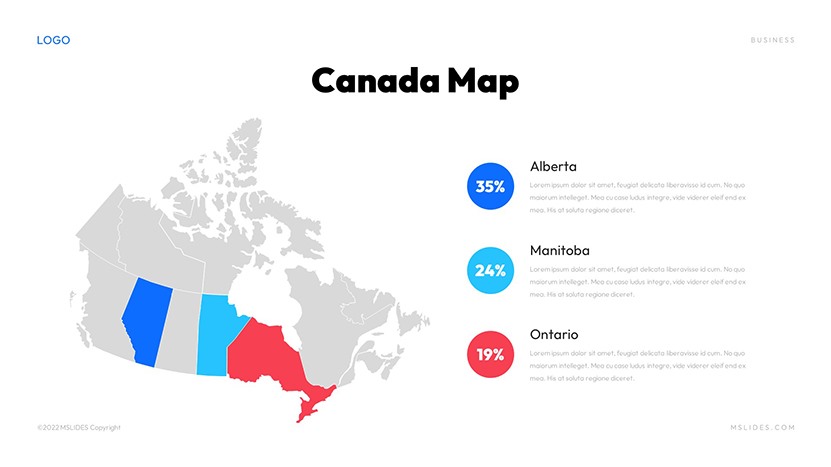 canada map for powerpoint slide 04