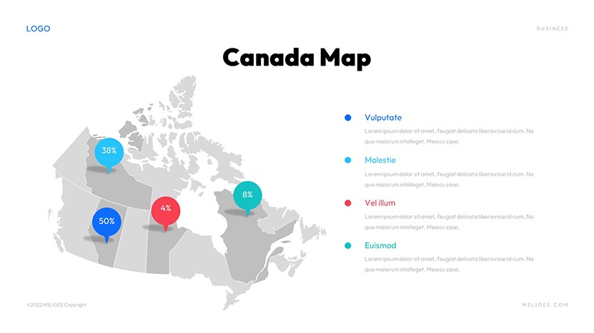 canada map for powerpoint slide 08