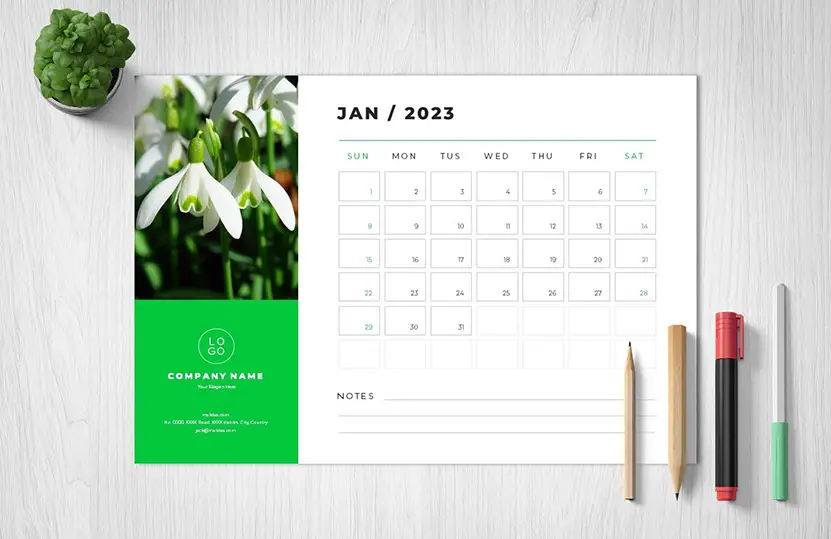 Cover image of the printable January 2023 Calendar Template for PowerPoint and Google Slides