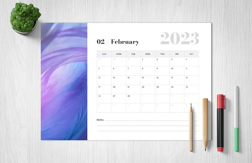 Cover of this February 2023 Printable Calendar Template.