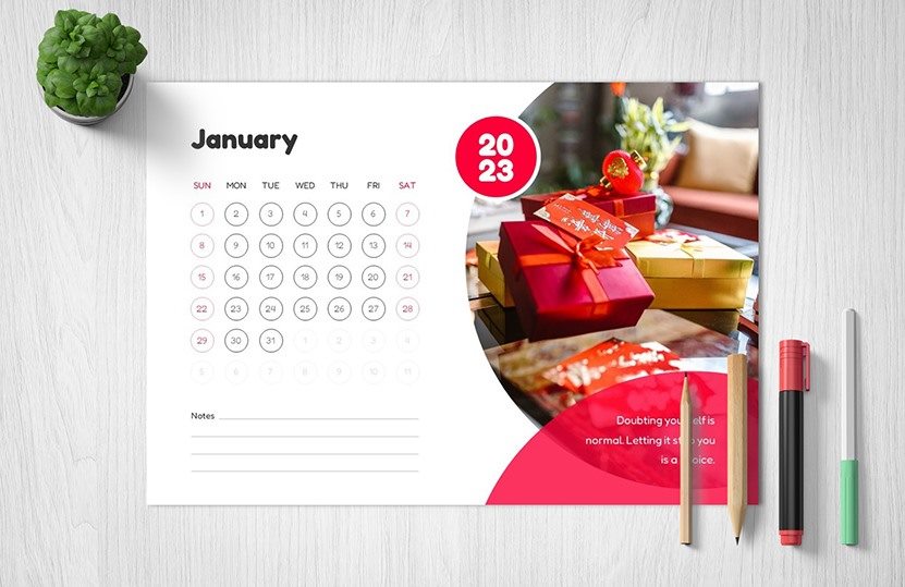 Cover of this Jan Calendar 2023 Template for PowerPoint and Google Slides