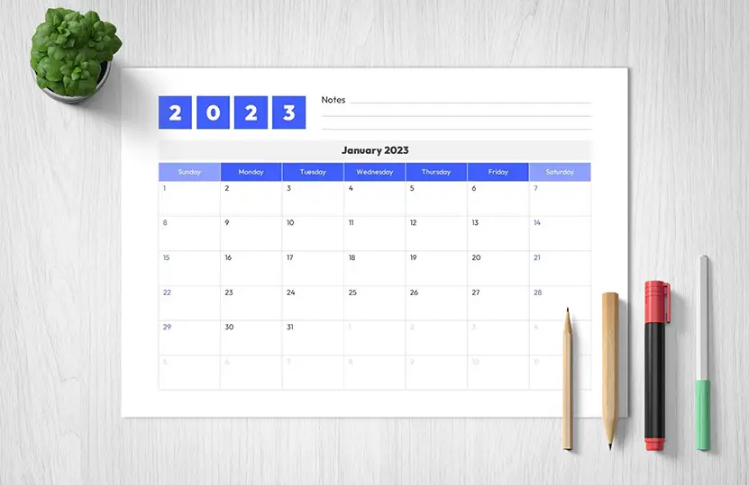 Cover of this January 2023 Calendar Printable Template