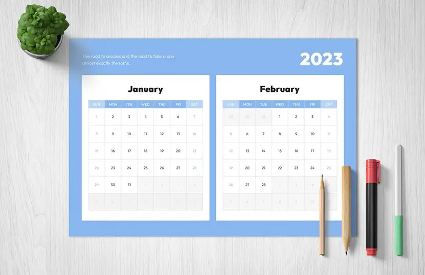 Cover of this January and February 2023 Calendar Template