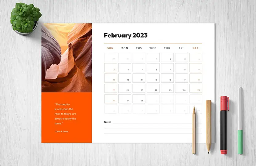 Cover of the Printable February 2023 Calendar Template