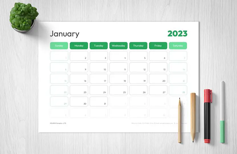 Cover of the Printable Jan 2023 Calendar Template