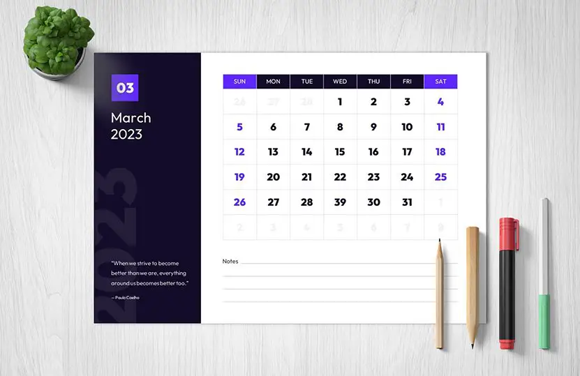 Printable Calendar for March 2023 Free Download: PDF, PowerPoint, and Google Slides