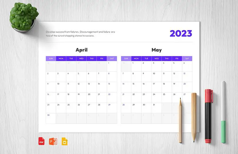 Get Ready for Spring with Our Free April and May 2023 Calendar: PDF, PPT, and Google Slides