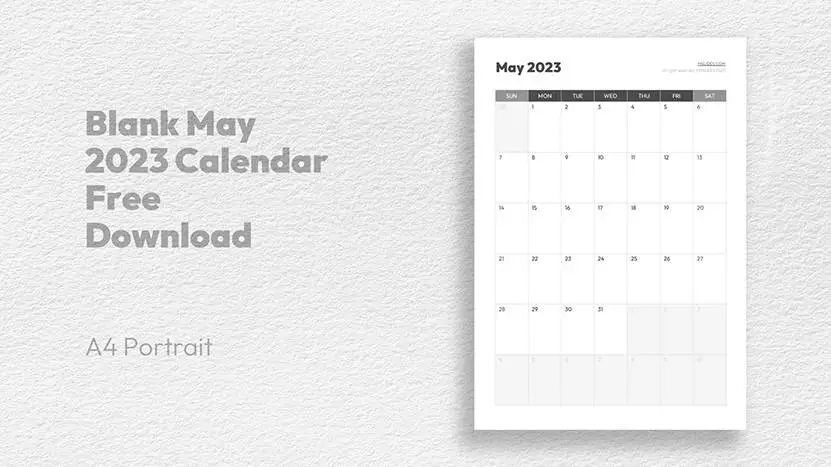 Blank May 2023 Calendar: Free Download in PDF, PowerPoint, and Google Slides Formats - A4 Portrait