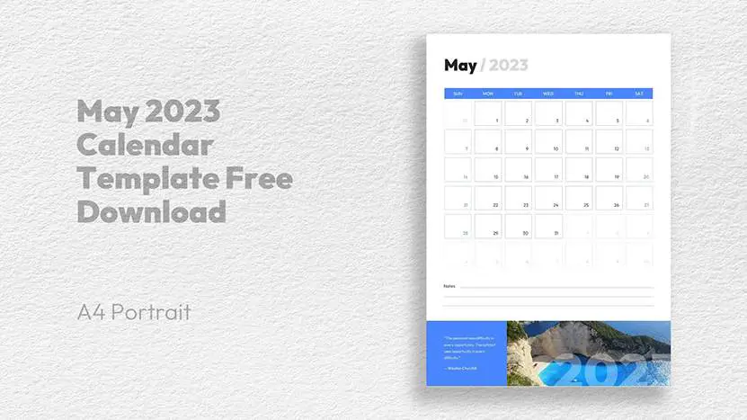 May 2023 Calendar Template Free Download - A4 Portrait
