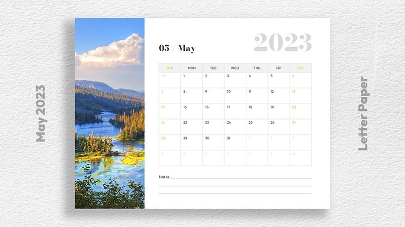 Monthly Calendar for May 2023 Free Download - Letter