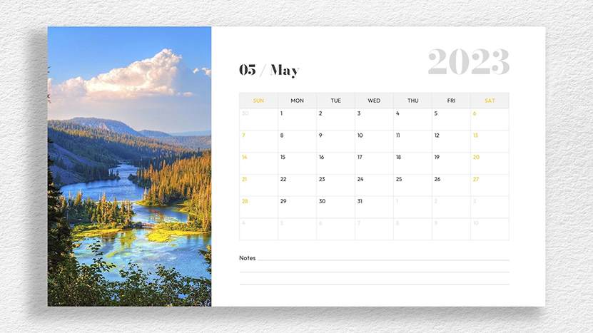 Monthly Calendar for May 2023 Free Download - Widescreen