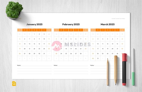 2025 Quarterly Calendar Google Slides Template Free Download - MSLIDES