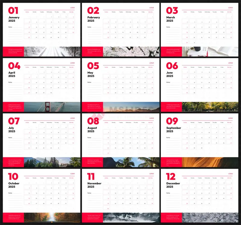 2025 Monthly Calendar Template - A4 Landscape