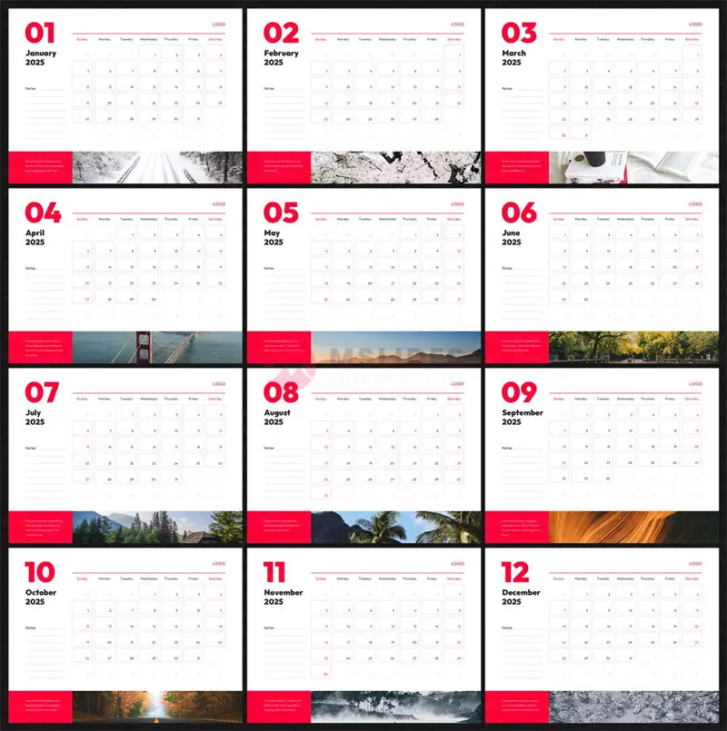 2025 Monthly Calendar Template - Letter