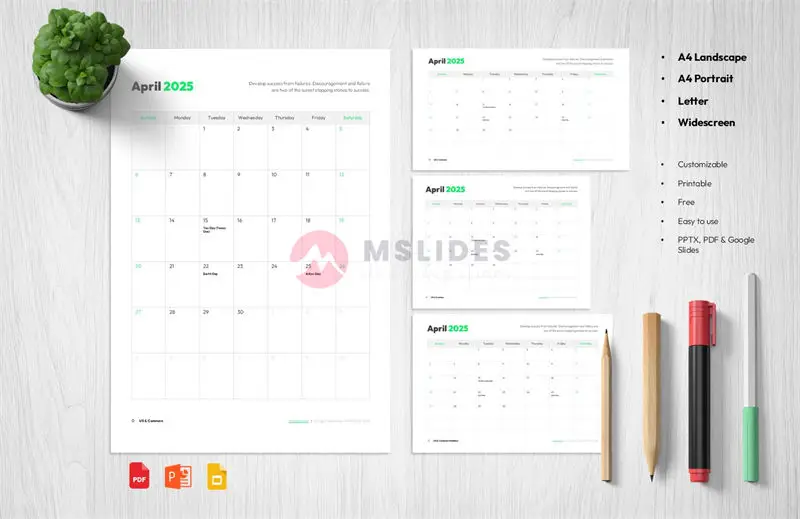 April 2025 Editable Calendar