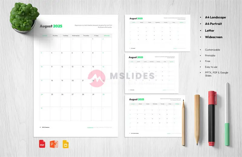 August 2025 Editable Calendar