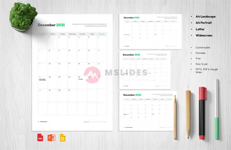 December 2025 Editable Calendar