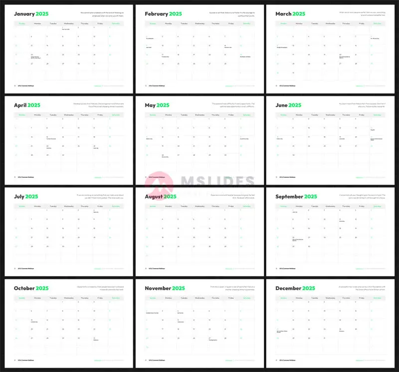 Free 2025 Editable Calendar Templates - A4 Landscape