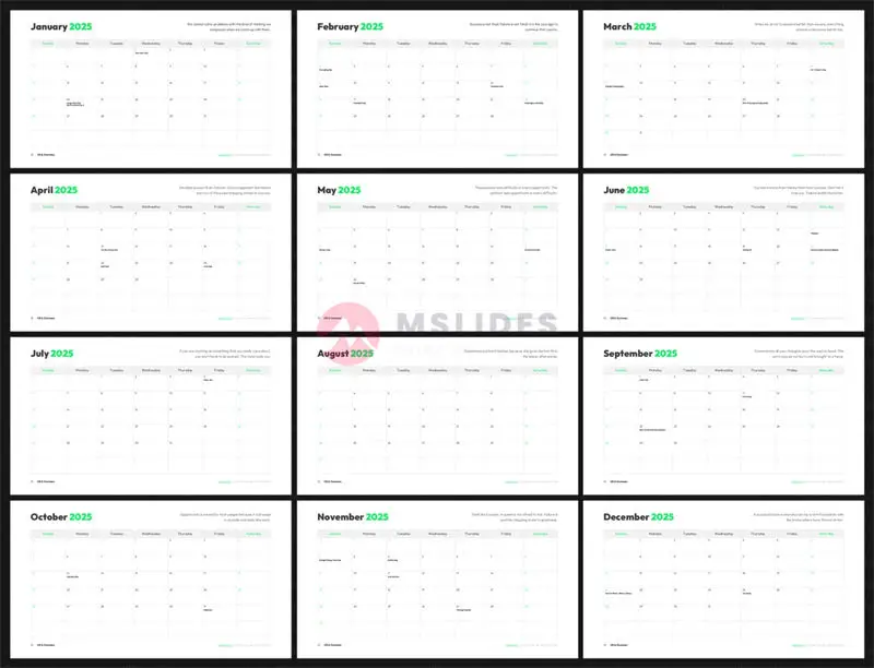 2025 Editable Calendar Templates – Widescreen