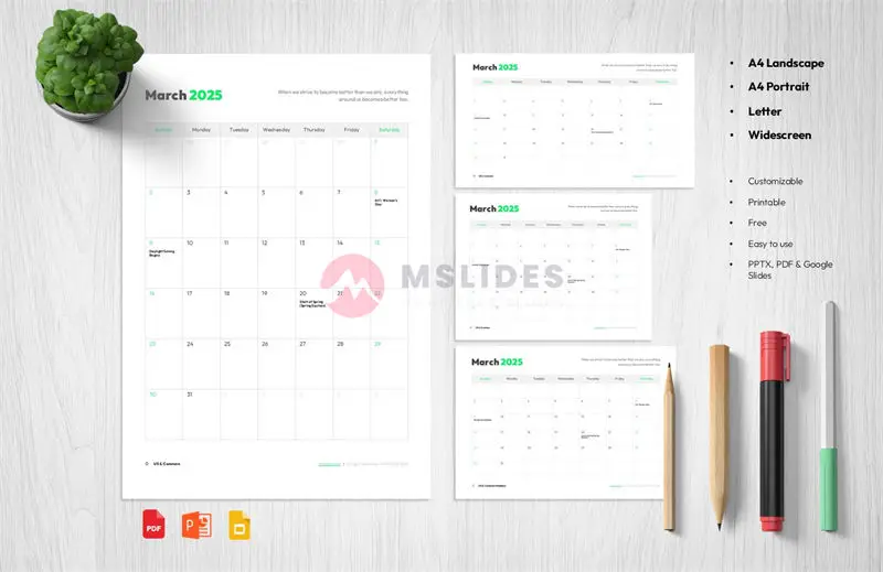 March 2025 Editable Calendar